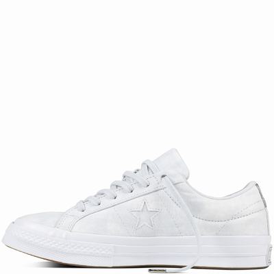 Converse One Star Peached Wash Low Tops Womens - Platinum/Platinum Shoes (460PIHKX)